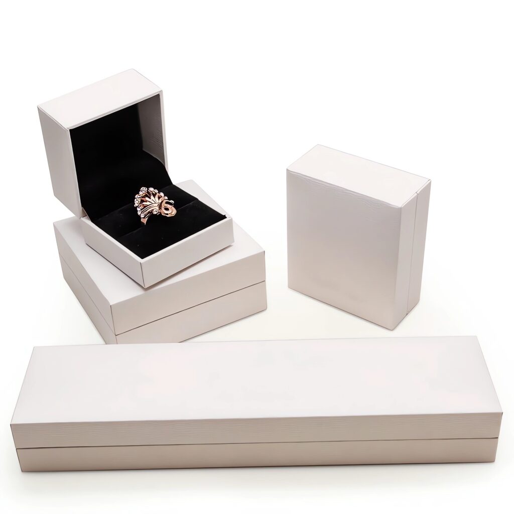 Luxury Hinged closure Texture Paper Jewelry Box
