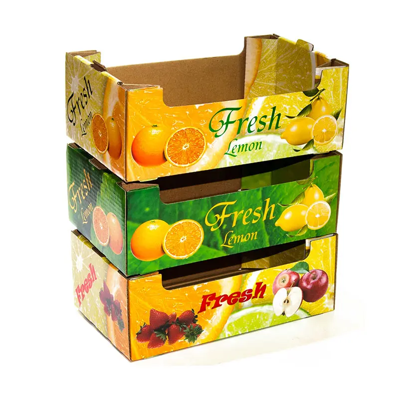 Paper Display Trays with Printed Designs for Retail Display of Fruits and Vegetables