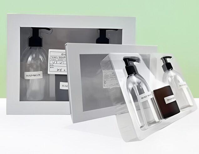 Eco-friendly product packaging box with a transparent blister tray